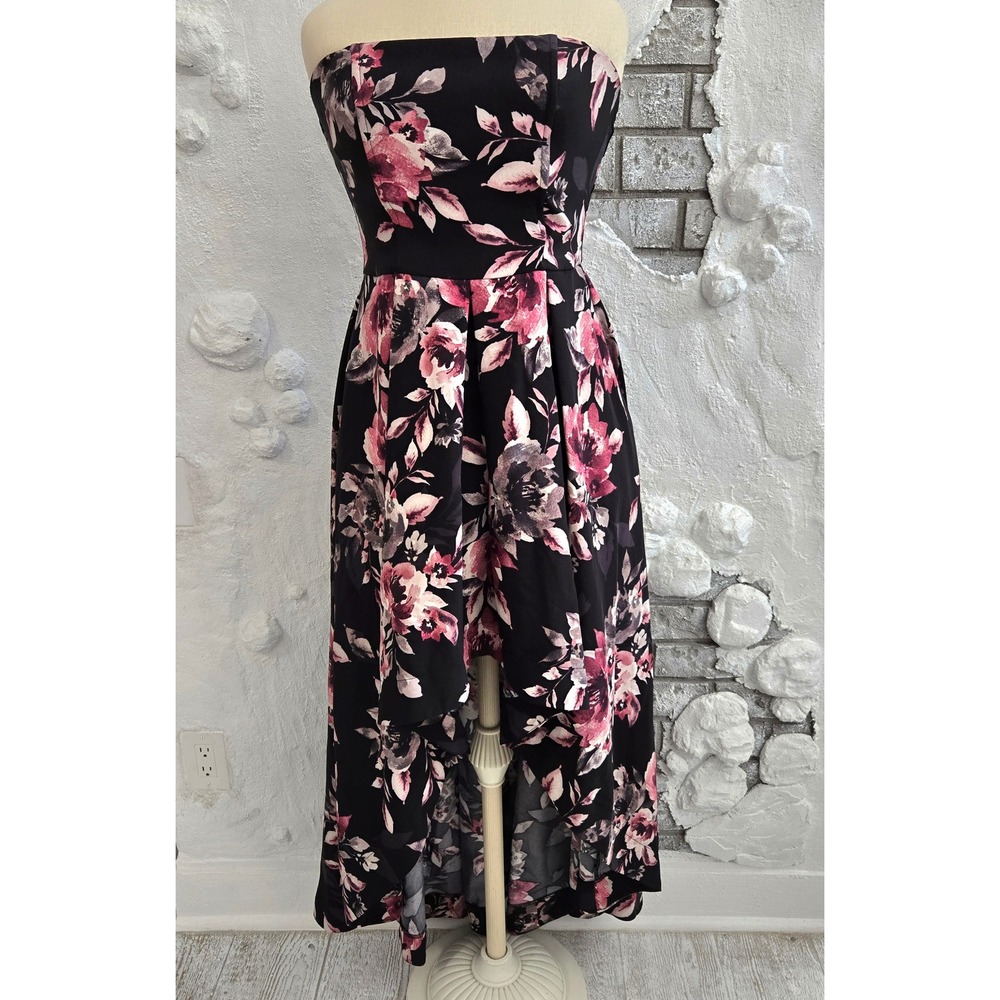 Speechless‎ Strapless High Low Floral Dress Black Pink Formal Prom Size 13